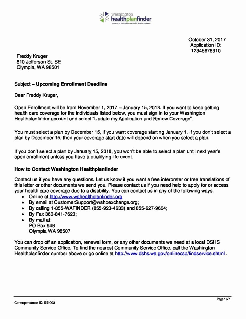 Sample Open Enrollment Letter Elegant Enrollment Deadline