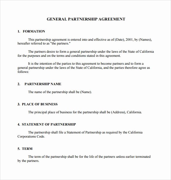 Sample Partnership Agreement California Lovely Sample General Partnership Agreement 11 Documents In