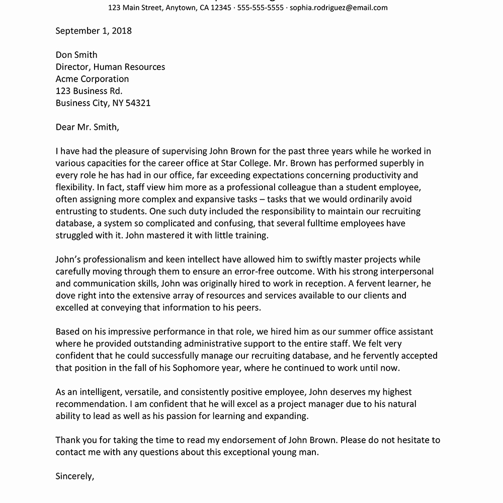 Sample Peer Recommendation Letter Unique Reference Letter Samples for A College Student