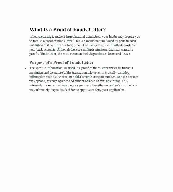 Sample Proof Of Funds Letter Template Inspirational Sample Letter Explanation for Overdraft Fees