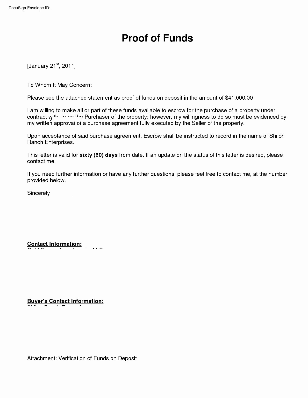 Sample Proof Of Funds Letter Template New Proof Funds Letter