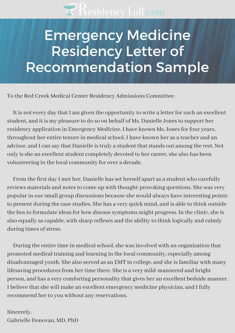 Sample Residency Letter Of Recommendation Beautiful Emergency Medicine Residency Letter Of Re Mendation Sample