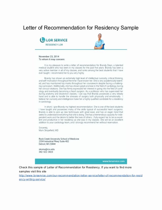 Sample Residency Letter Of Recommendation Beautiful Samples Of Letter Of Re Mendation