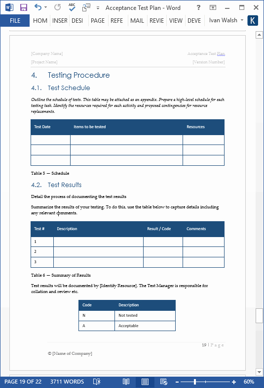 Sample Test Plan Template Beautiful Acceptance Test Plan Template – Ms Word