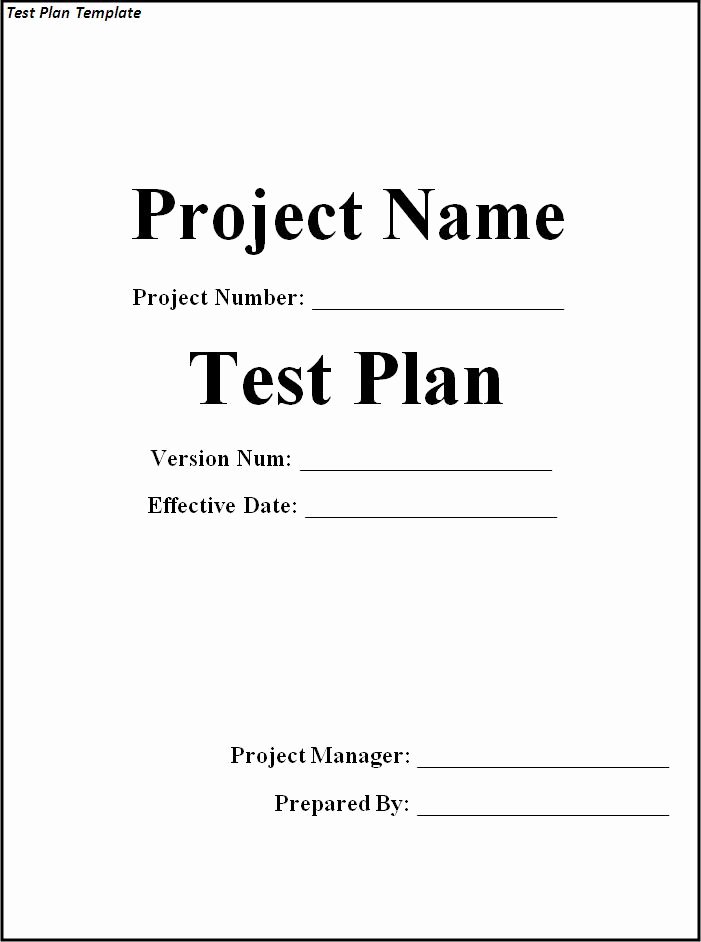 Sample Test Plan Template New Plan Templates