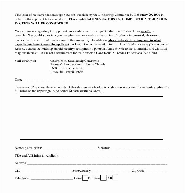 Scholarship Letter Of Recommendation Examples Elegant 30 Sample Letters Of Re Mendation for Scholarship Pdf