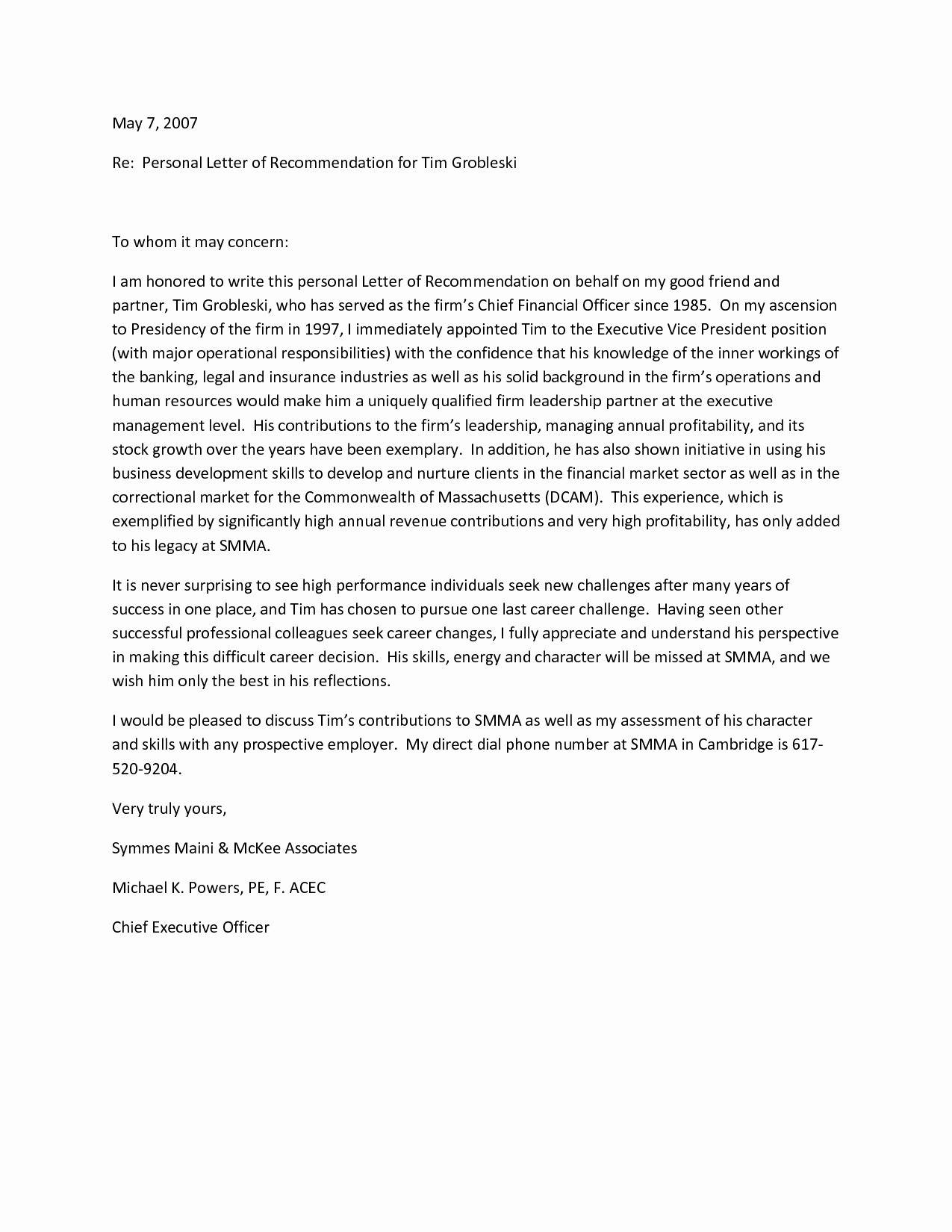Scholarship Recommendation Letter From Friend Awesome Personal Re Mendation Letter Letter Of Re Mendation