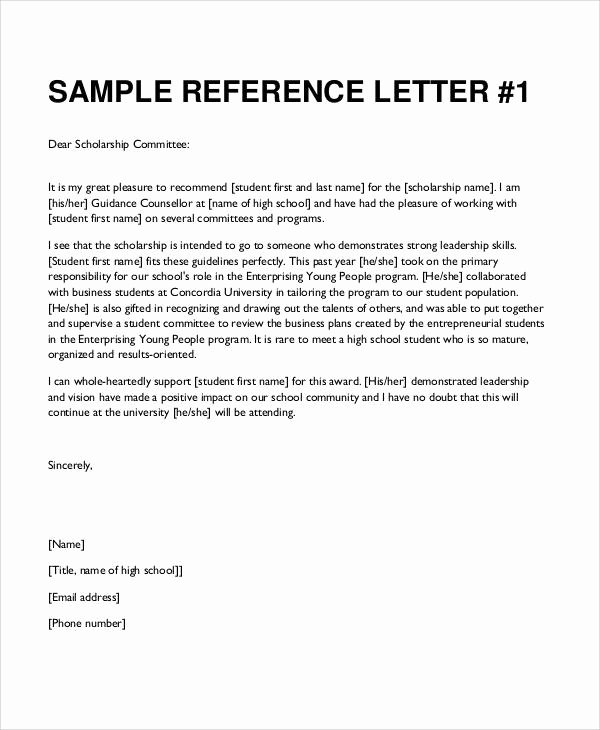 Scholarship Recommendation Letter Templates Best Of Sample Student Letter