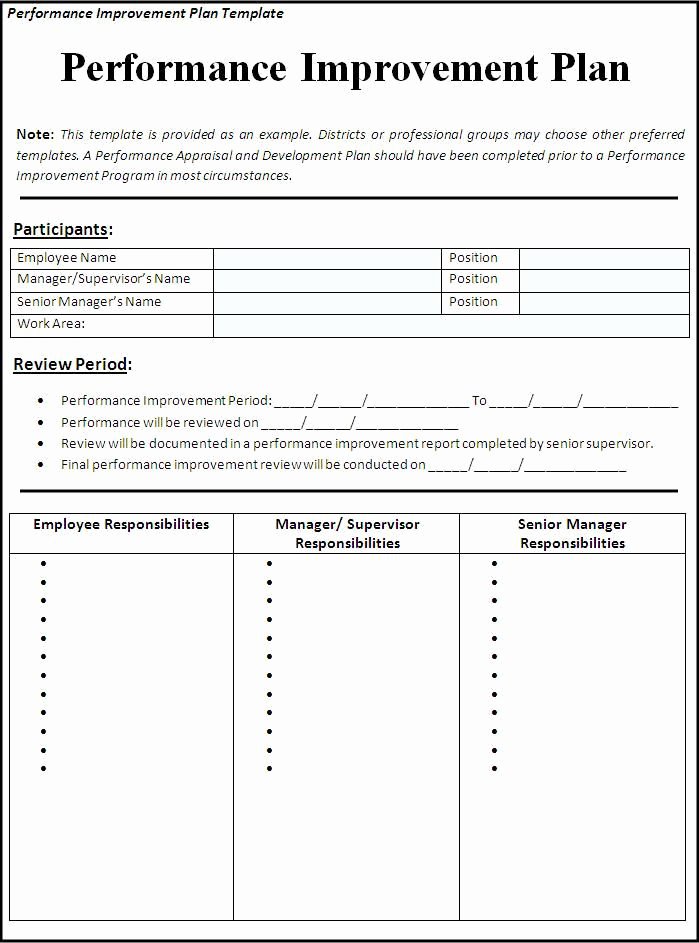 School Improvement Plan Template Awesome Performance Improvement Plan Template