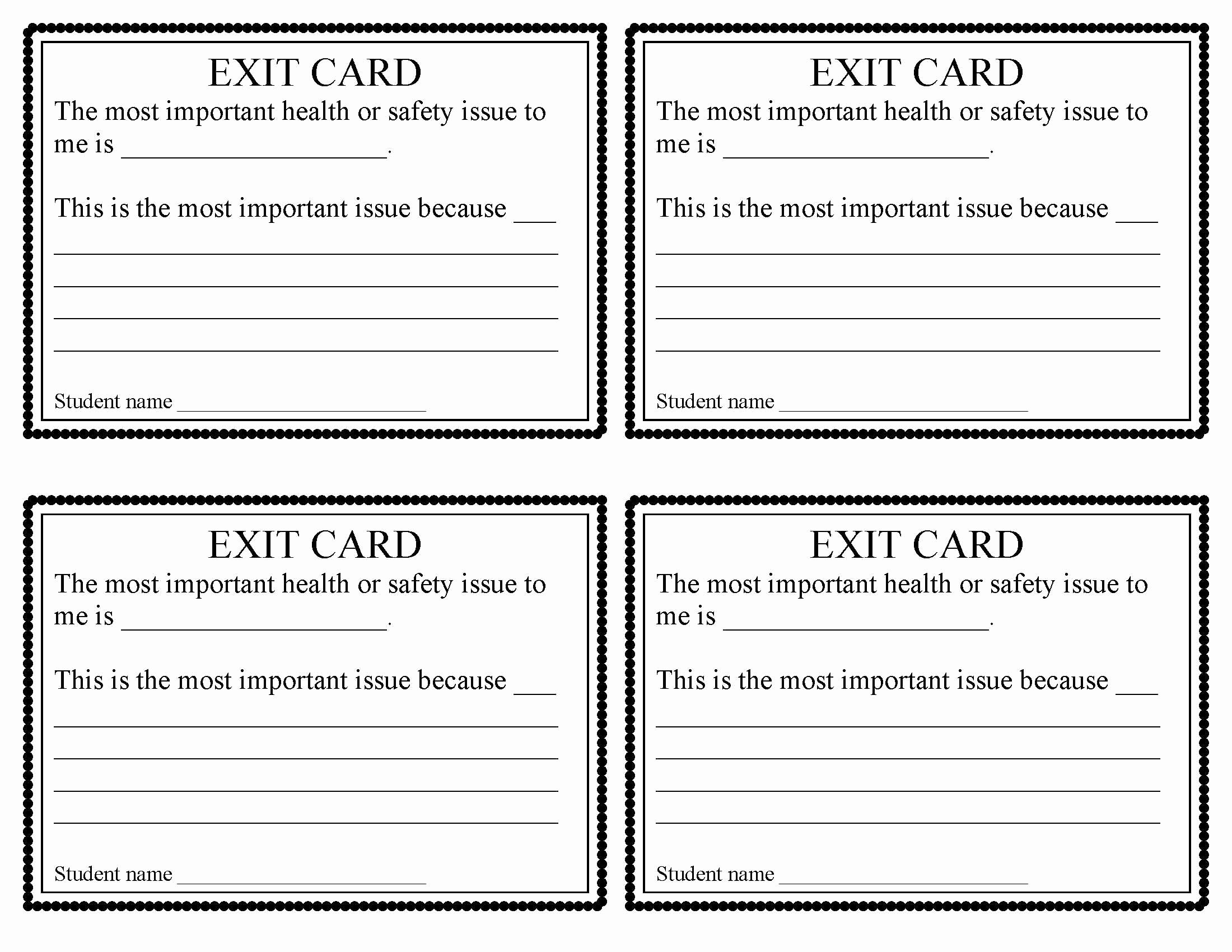 School Safety Plan Template Awesome Printable Exit Ticket Template