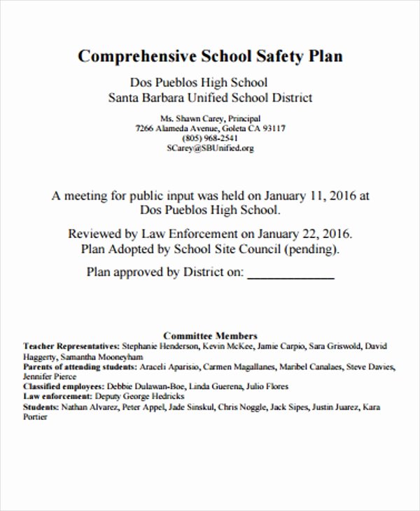 School Safety Plan Template Inspirational 30 Safety Plan formats