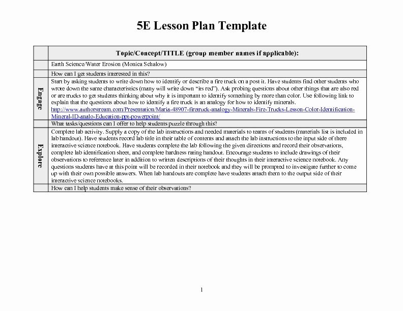 Science Lesson Plan Template Fresh 5e Math Lesson Plan for 2nd Grade 5e Lesson Plan Middle