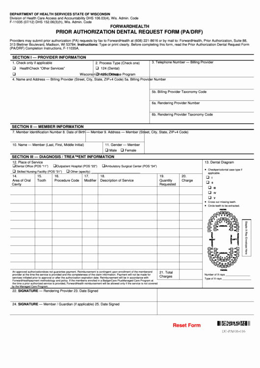 Section 125 Plan Document Template New form F Prior Authorization Dental Request form Pa