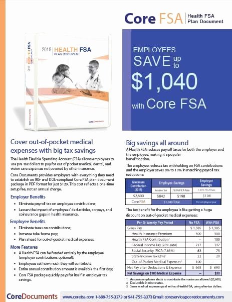 Section 125 Plan Documents Template Lovely 2018 Health Fsa Plan Documents $129 One Time Fee Core