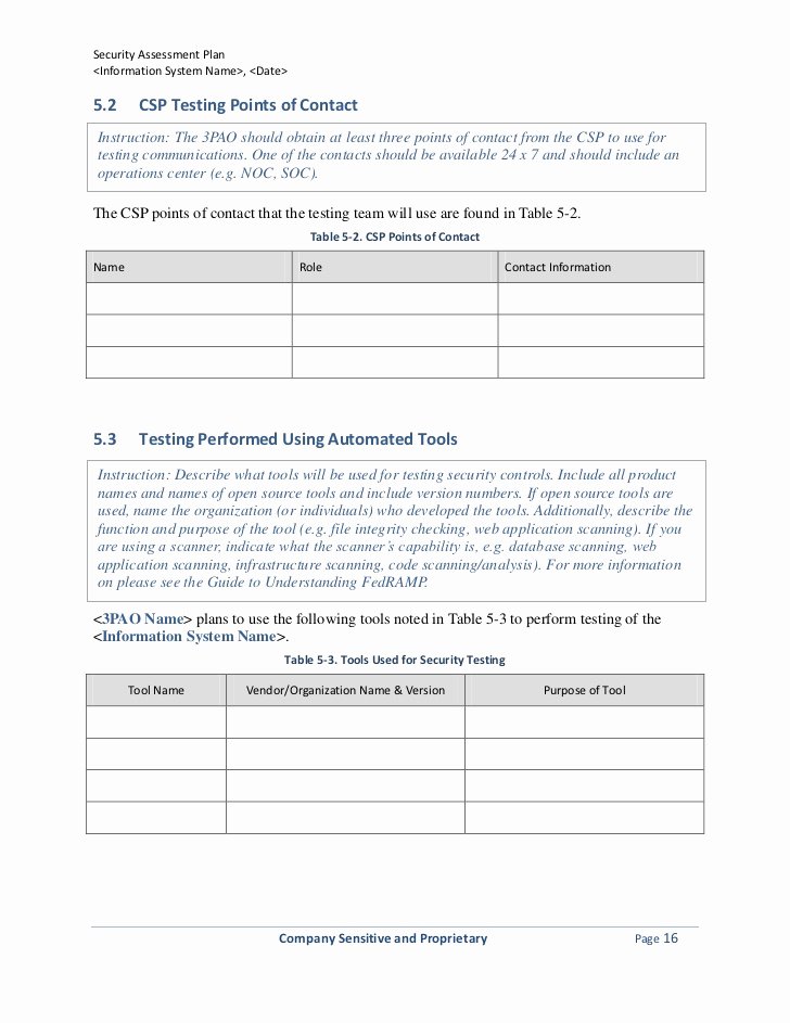 Security assessment Plan Template Awesome Security assessment Plan Template