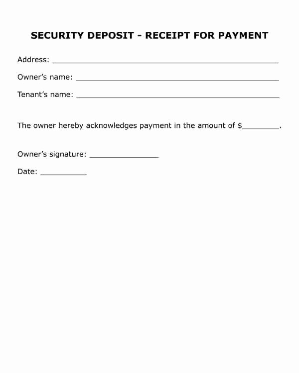 Security Deposit Letter format Lovely Free Printable Legal form Security Deposit Receipt for