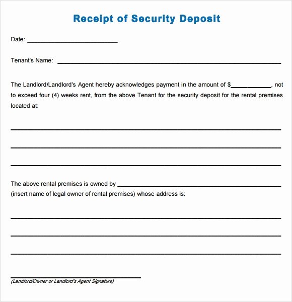 Security Deposit Receipt Templates Beautiful 5 Free Security Deposit Receipt Templates Word Excel