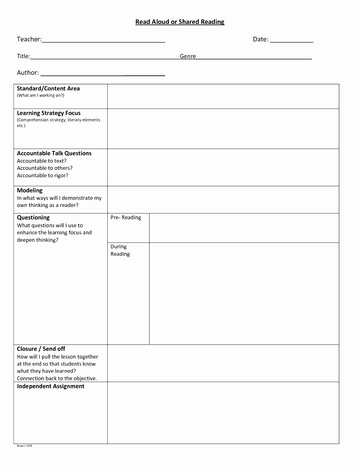 Shared Reading Lesson Plan Template Inspirational 7 D Reading Lesson Plan Template Iraio