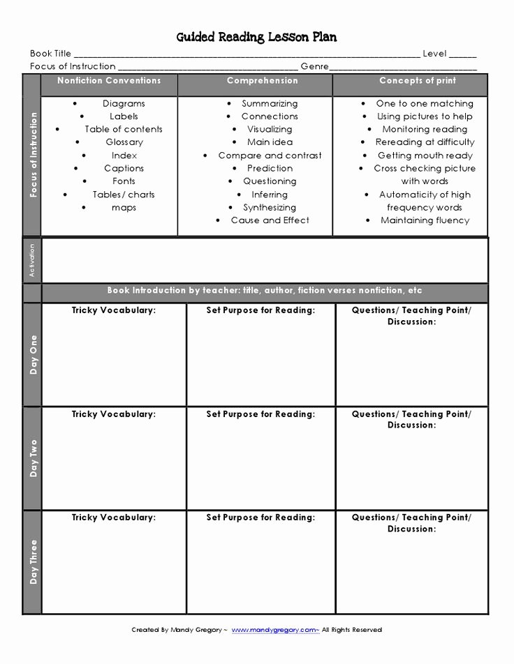 Shared Reading Lesson Plan Template Luxury Reading Lesson Plan Template Guided Reading