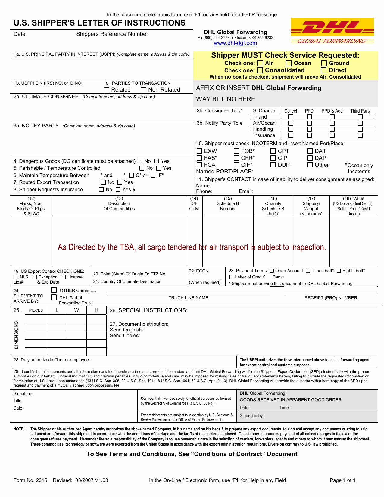 35 Shipper Letter Of Instruction Dhl Hamiltonplastering