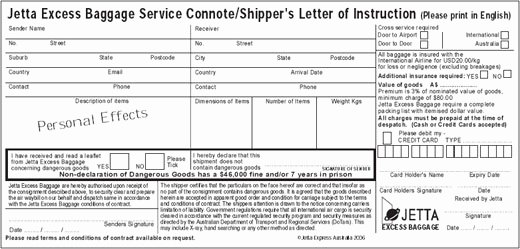Shipper Letter Of Instruction format Best Of Jetta Excess Baggage Leaflet Connote Shipper S Letter