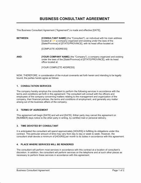 Short form Consulting Agreement New Consulting Agreement Template