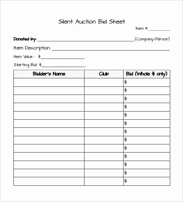 Silent Auction Item Description Template Luxury 19 Sample Silent Auction Bid Sheet Templates to Download