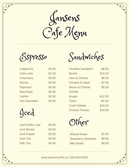 Simple Cafeteria Plan Template Awesome Dark Brown Cafe Menu Templates by Canva