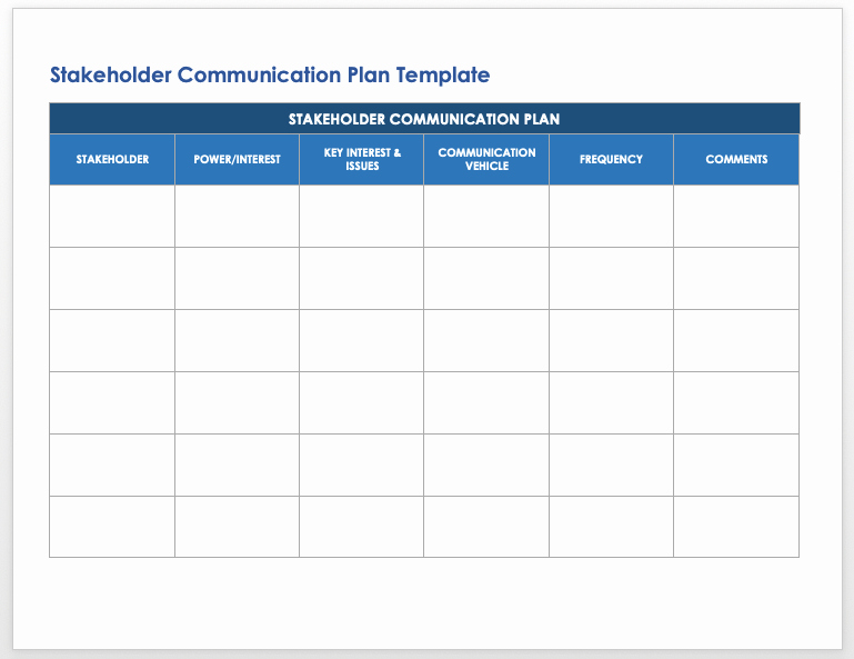 Simple Communication Plan Template Luxury Free Stakeholder Analysis Templates Smartsheet