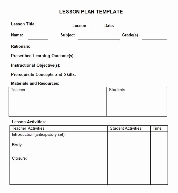 Simple Lesson Plan Template Word Inspirational Weekly Lesson Plan 8 Free Download for Word Excel Pdf
