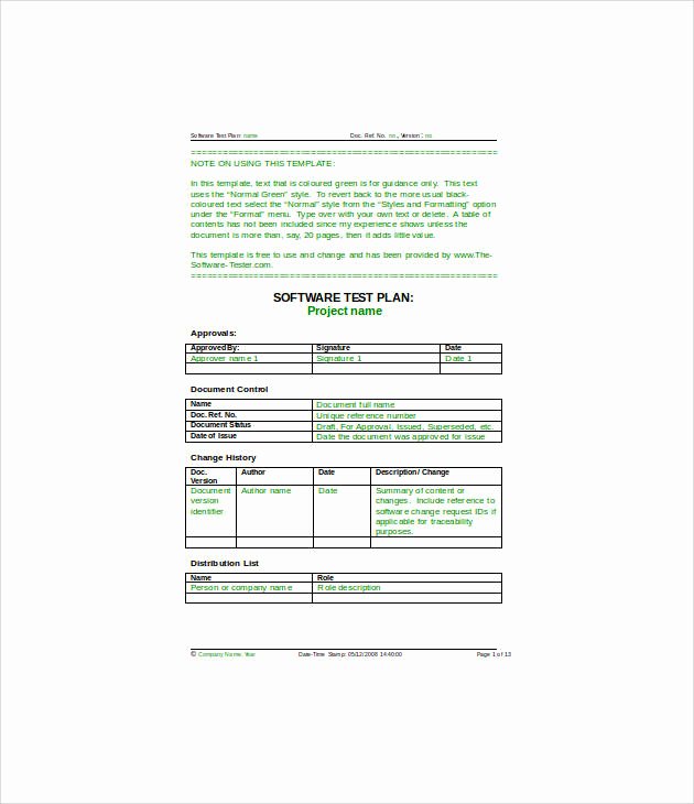 Simple Test Plan Template New 13 Simple Test Plan Templates Pdf Word