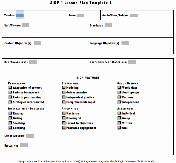 Siop Lesson Plan Template 1 Luxury Inspirational Siop Lesson Plan Template 1 Best Siop Lesson