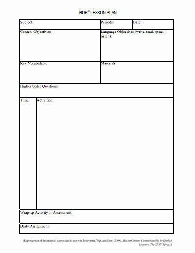 Siop Lesson Plan Template 2 Awesome Editable Siop Lesson Plan Template Globalsacredcircle