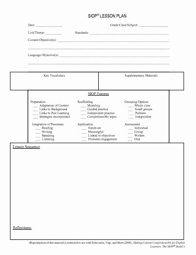 Siop Lesson Plan Template 2 Luxury Editable Siop Lesson Plan Template