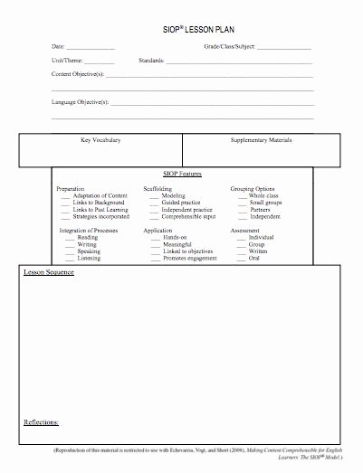 Siop Lesson Plan Template 3 Inspirational 12 Best Siop Resources Images On Pinterest