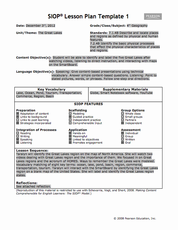 Siop Lesson Plan Template 3 Lovely Siop Lesson and Reflection Jerica S Ell Portfolio