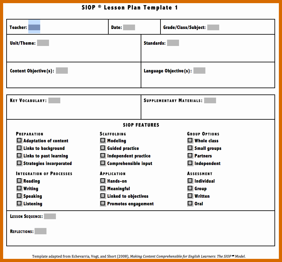 Siop Lesson Plan Template 3 Luxury 7 8 Siop Lesson Plan Example