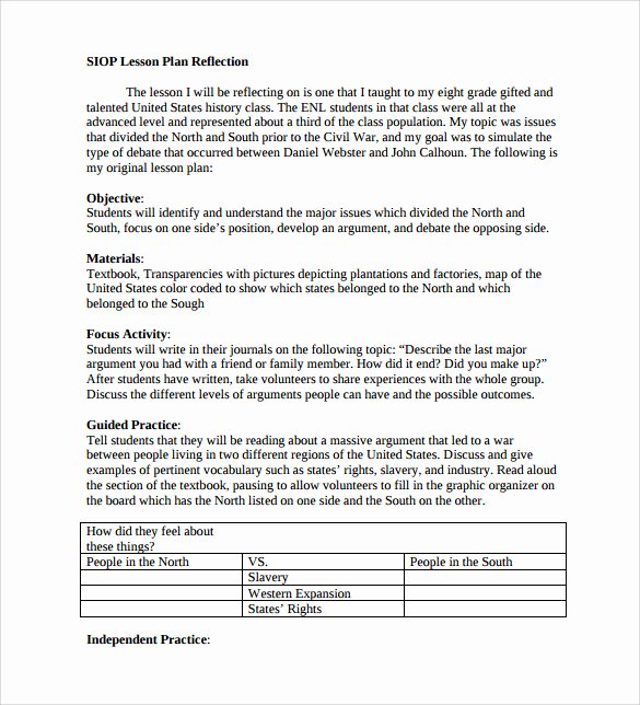 Siop Lesson Plan Template Inspirational Sample Siop Lesson Plan Templates – 10 Free Examples