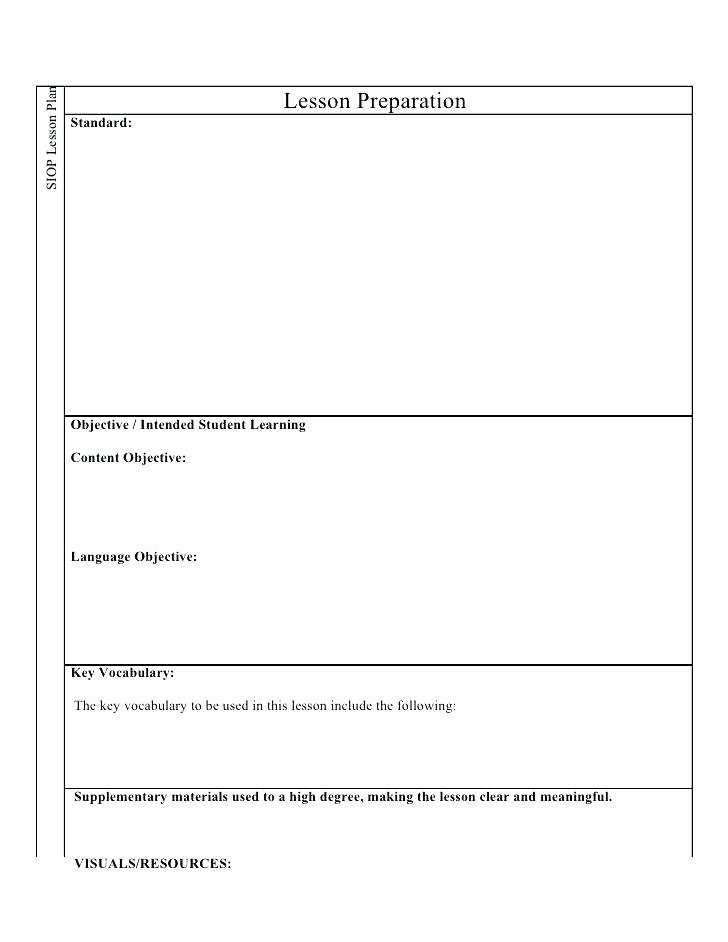 Siop Lesson Plan Template Lovely Sample Siop Lesson Plan Template