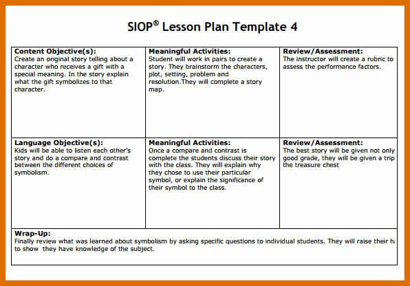 Siop Lesson Plan Template Unique 3 4 Siop Lesson Plan Examples