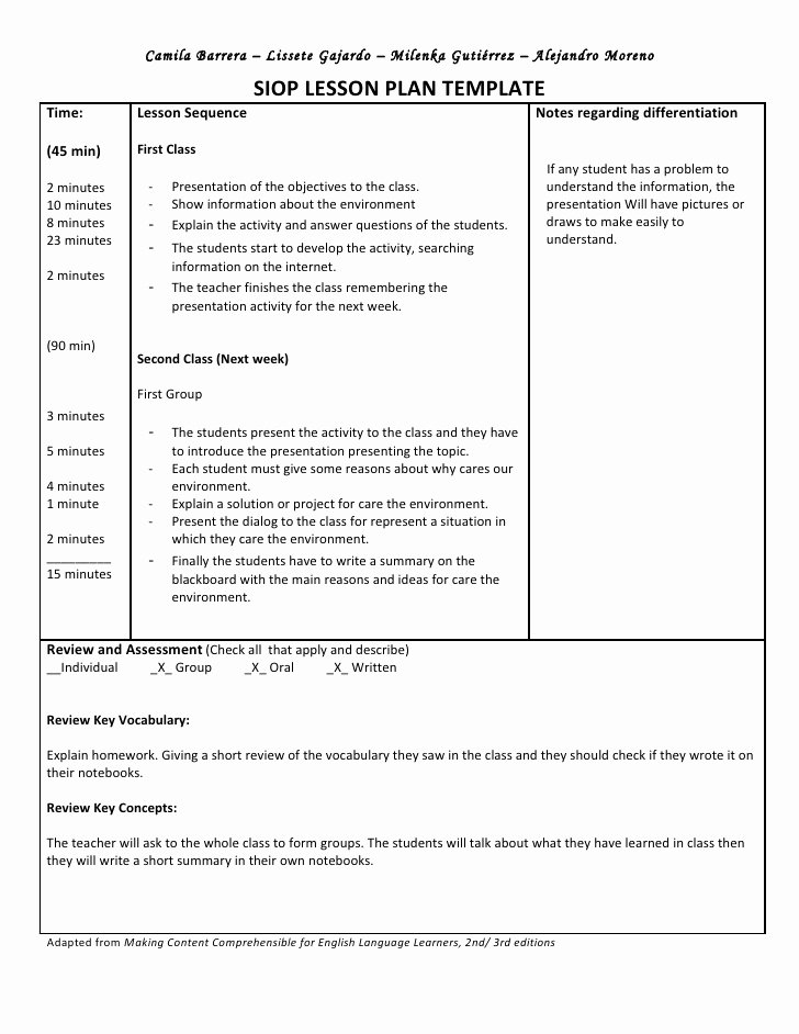 Siop Model Lesson Plan Template Best Of Siop Unit Lesson Plan Template Sei Model