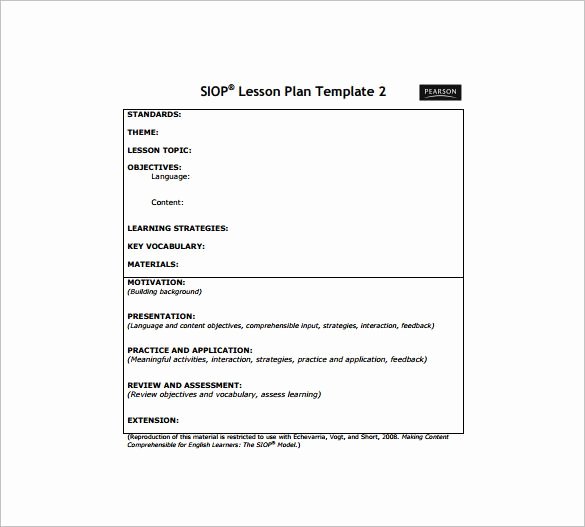 Siop Model Lesson Plan Template Fresh Siop Lesson Plan Template Free Word Pdf Documents