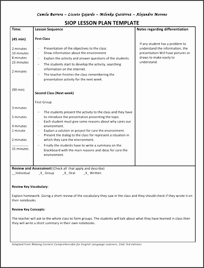 Siop Model Lesson Plan Template Inspirational 10 Siop Lesson Plan Template Sampletemplatess
