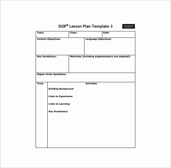 Siop Model Lesson Plan Template New Siop Lesson Plan Template Pearson Siop Model Lesson Plan