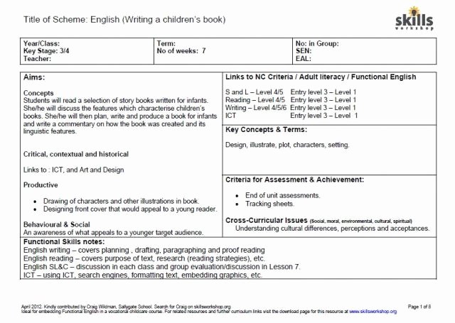 Social Skills Lesson Plan Template Awesome Writing A Children S Story sow and Plans