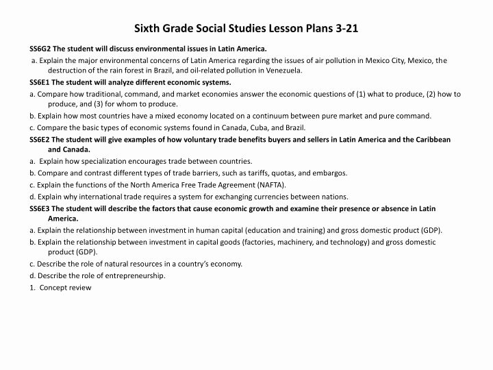 Social Studies Lesson Plan Template New 6th Grade Lesson Plan Examples Lesson Plans Plan format