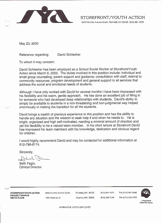 Social Work Letter Of Recommendation New Re Mendations