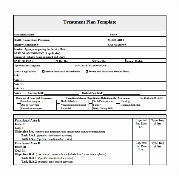 Social Work Treatment Plan Template Beautiful 8 Treatment Plan Templates