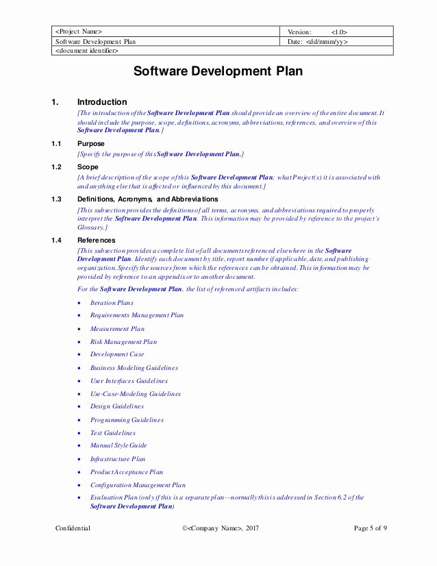 Software Development Plan Template New software Development Plan Template