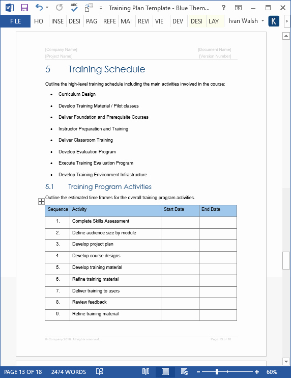 Software Training Plan Template Fresh Training Plan Template – 20 Page Word &amp; 14 Excel forms